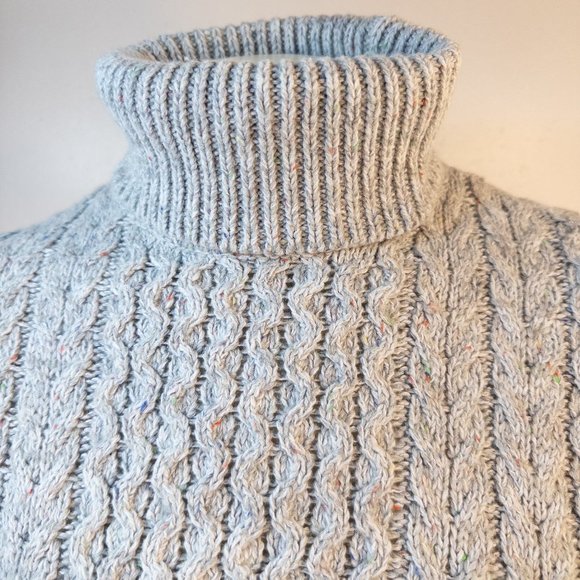 Lands End Womens Size XS Sweater Grey Cable Knit Turtleneck Long Sleeve Wool New - Picture 5 of 10